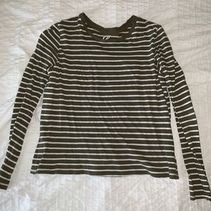Striped long sleeve army green shirt